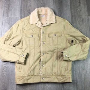 Faherty Men’s M Sherpa Lined Fleece Tan Trucker Jacket